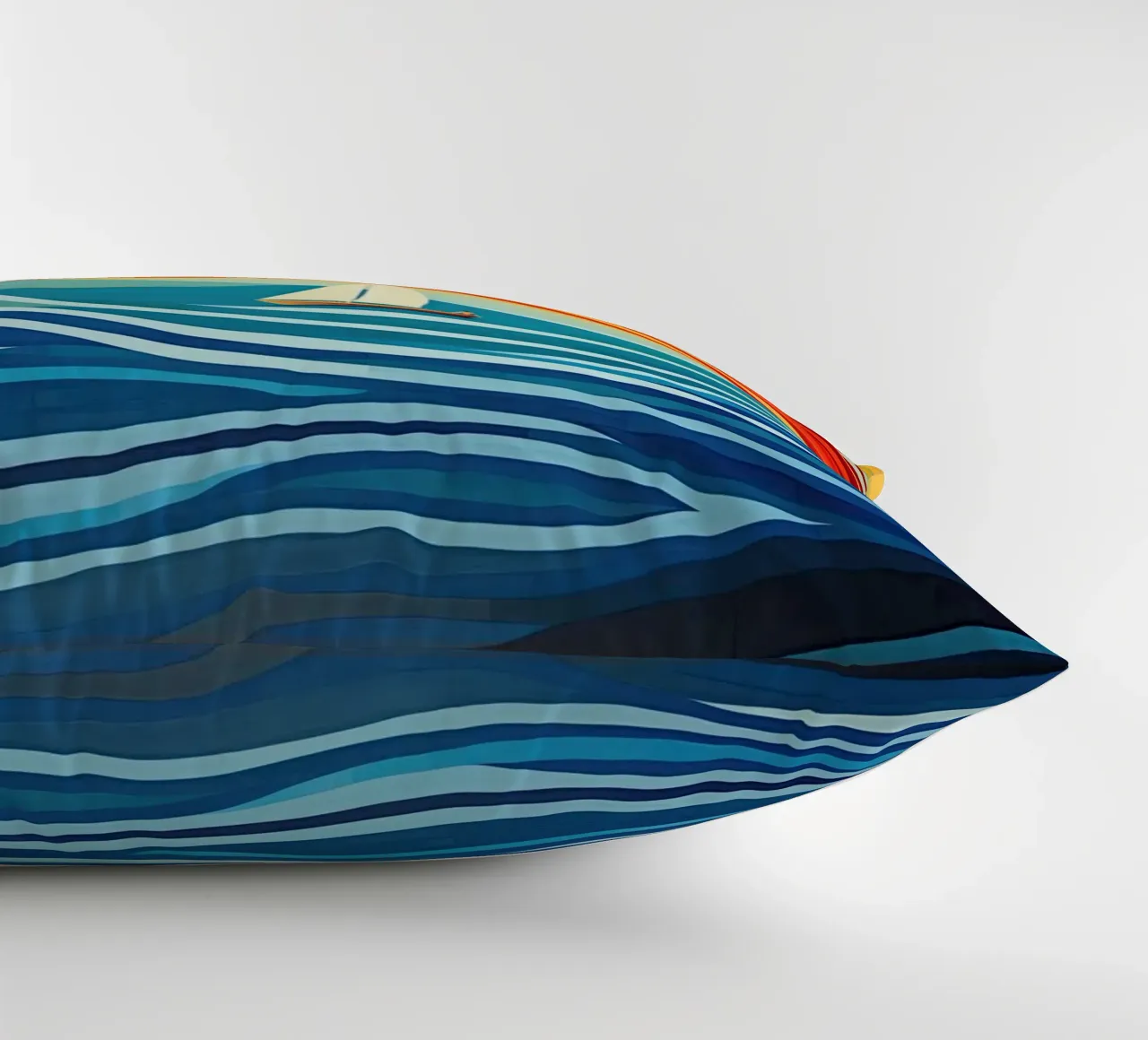 Maritime colourful stripe pattern with sailing boat decorative cushion by Autofocus