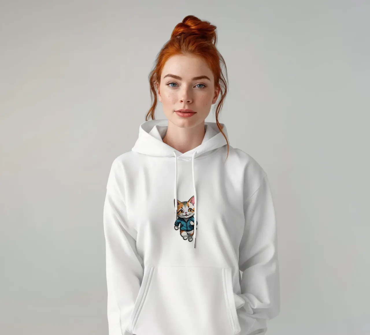 Gatto che fa jogging, motivo 2 felpa con cappuccio da ZAMART - PopArt