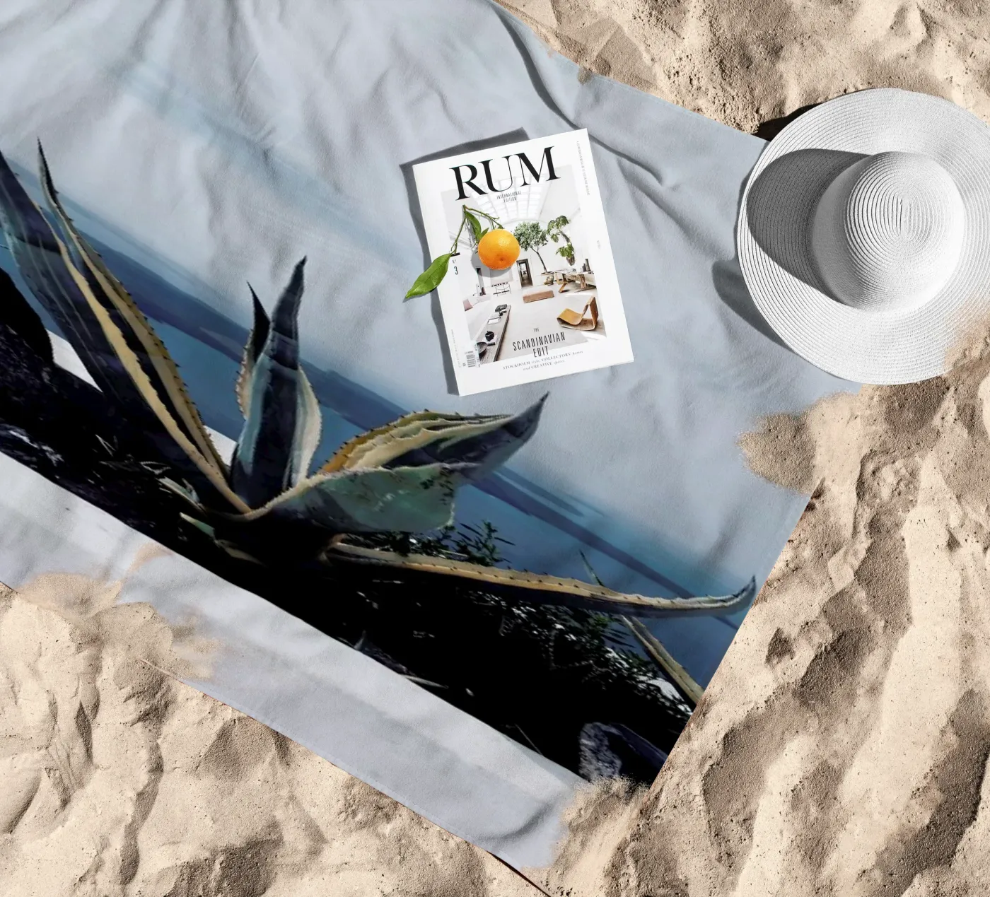 Santorini beach towel by Sebastian Hilgetag