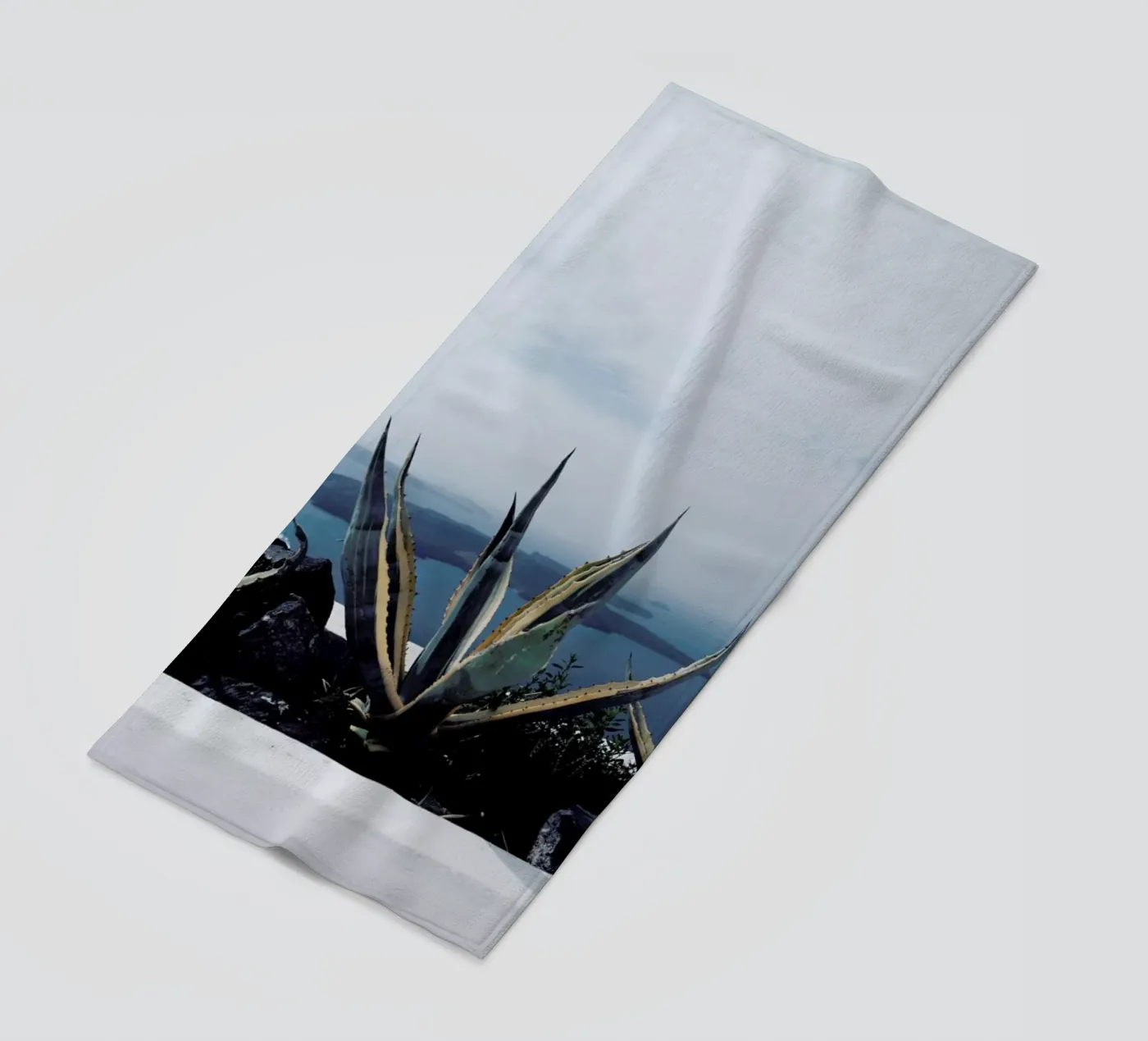 Santorini beach towel by Sebastian Hilgetag