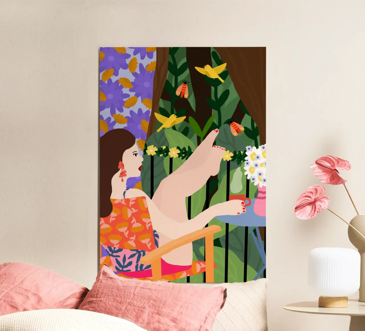 Sul balcone una sera d'estate poster con telaio in legno da Pictufy Sun & Spirit