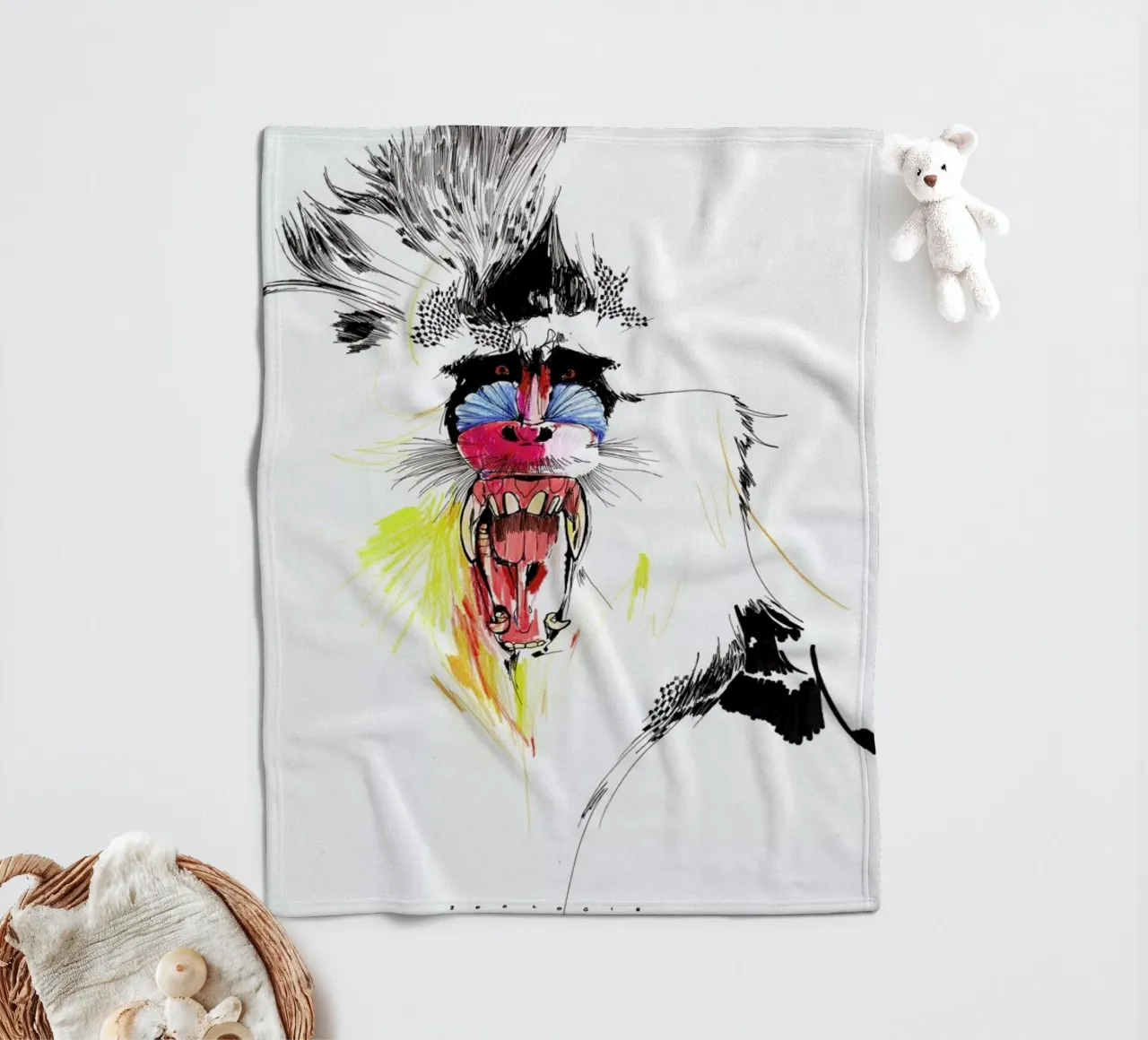 Baboon fleecedeken van Mala Alani