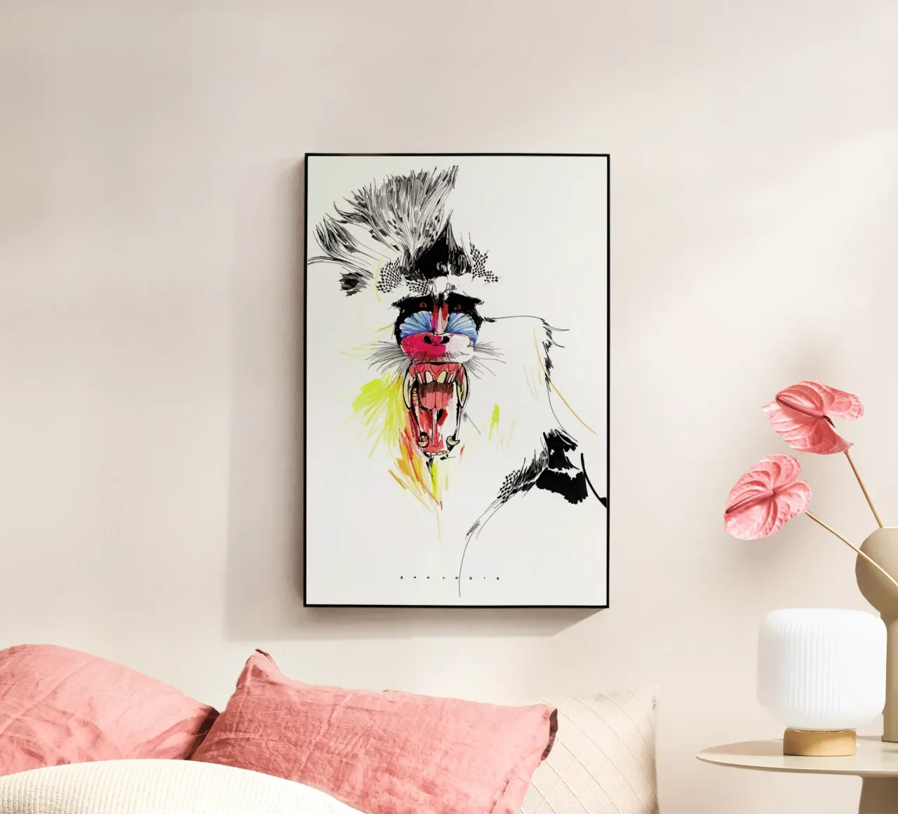 Baboon acrylic glass by Mala Alani