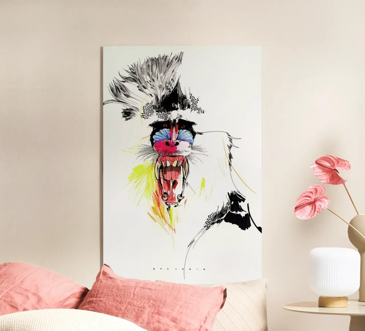 Baboon acrylic glass by Mala Alani