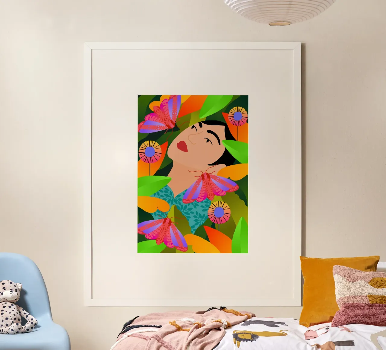 Ragazza con le sue piante poster con telaio in alluminio da Pictufy Sun & Spirit