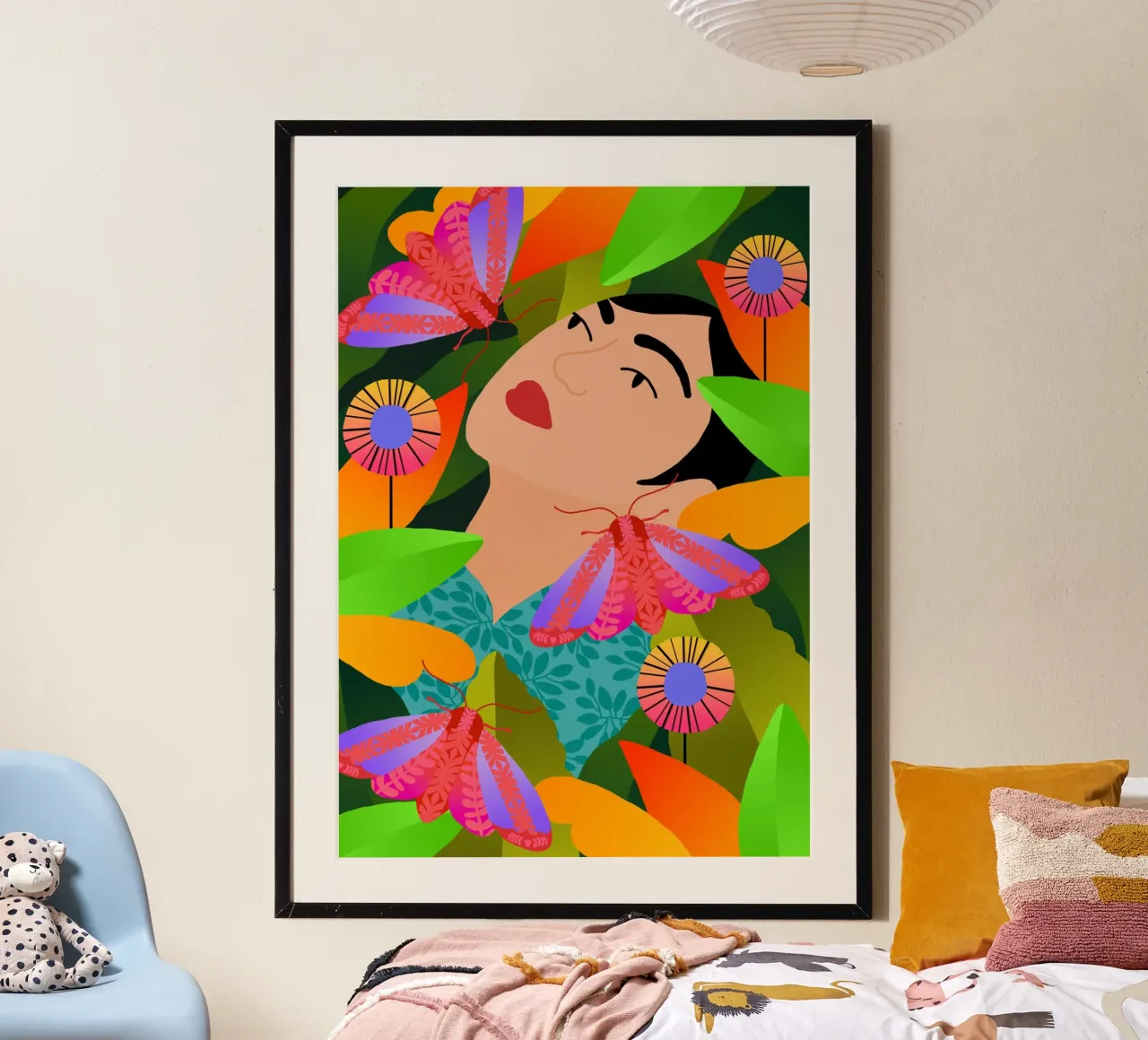 Ragazza con le sue piante poster con telaio in alluminio da Pictufy Sun & Spirit