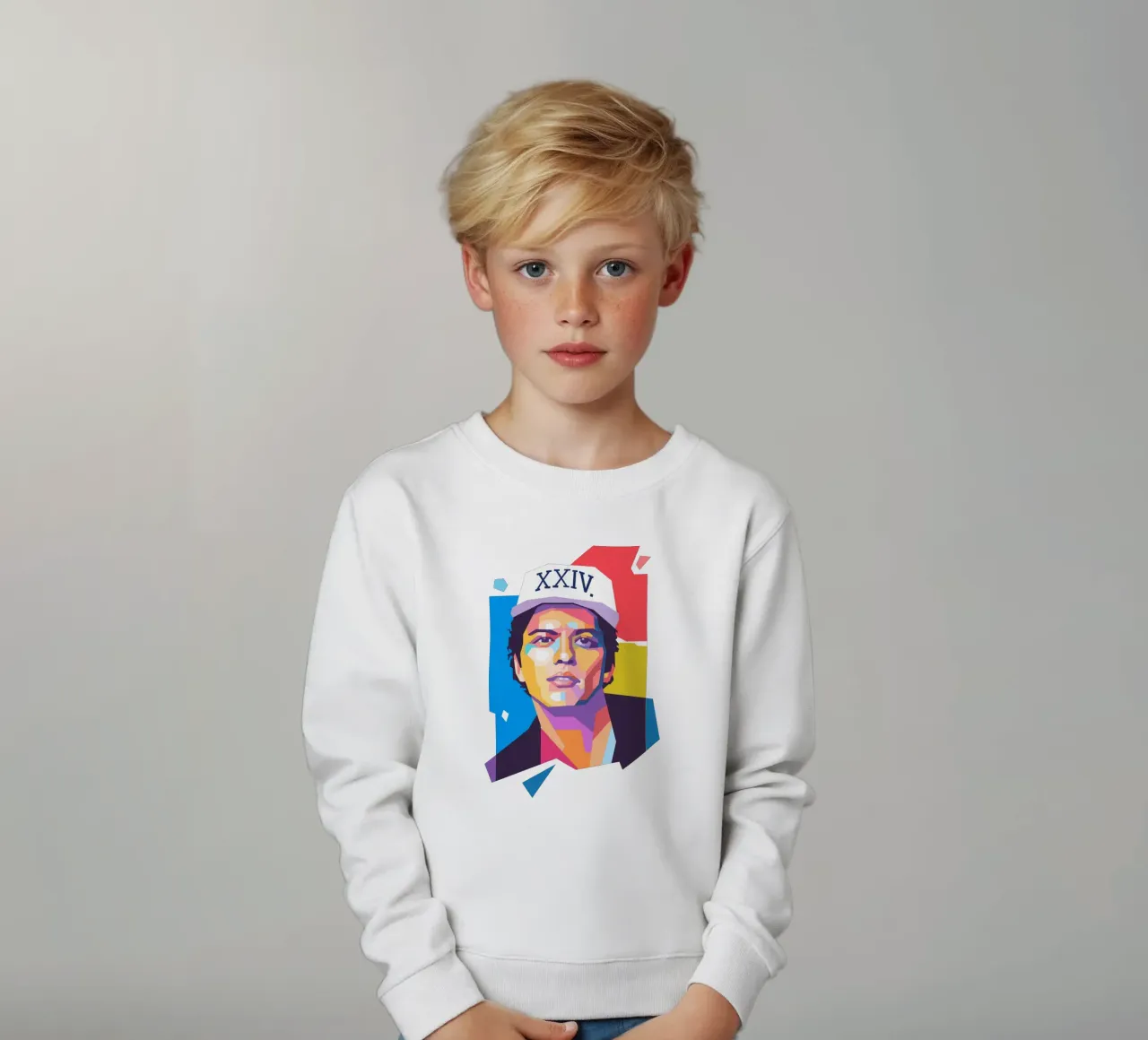 Bruno Mars pop art portret kinder sweatshirt van Hantamrata