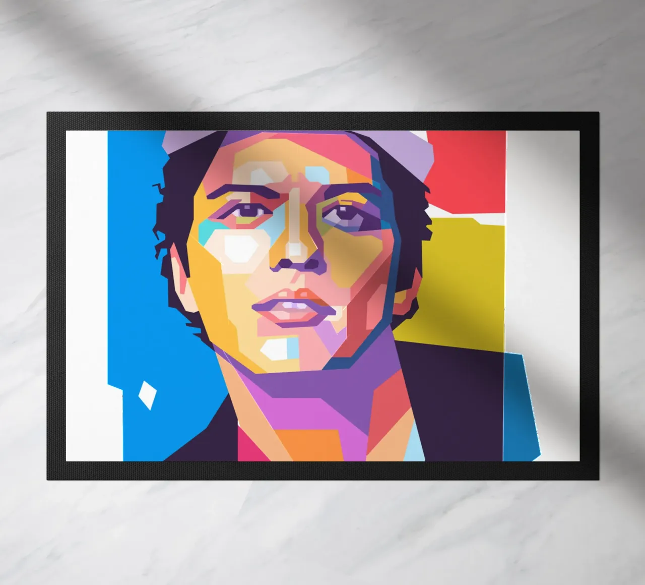 Ritratto pop art di Bruno Mars zerbino da Hantamrata