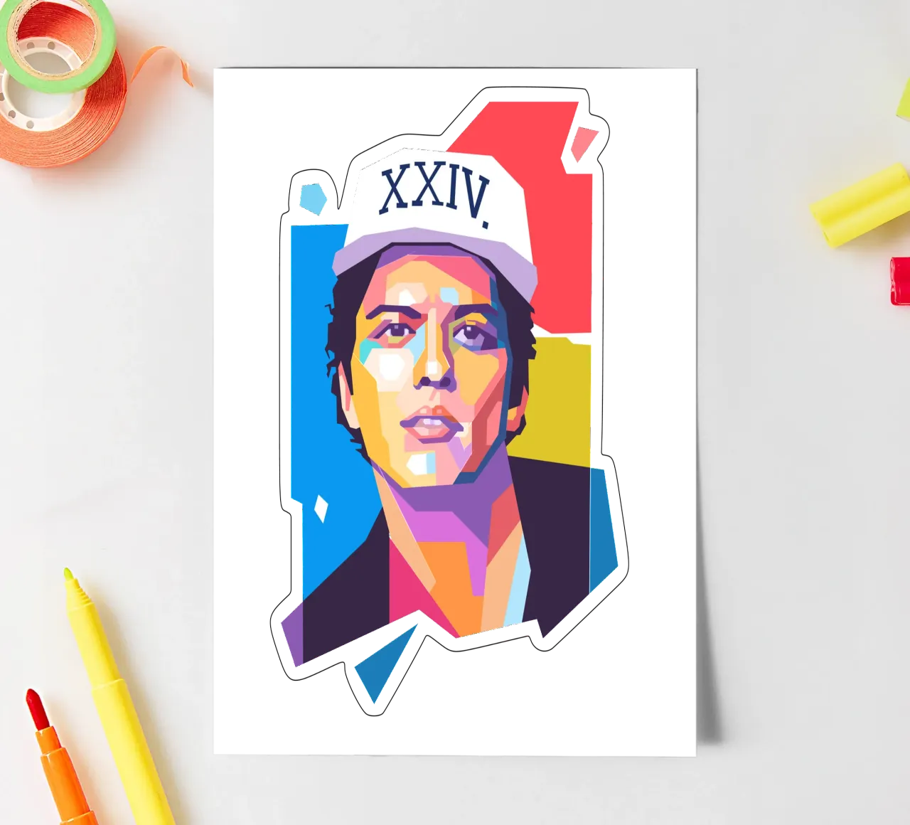 Bruno Mars pop art portrait sticker sheet by Hantamrata