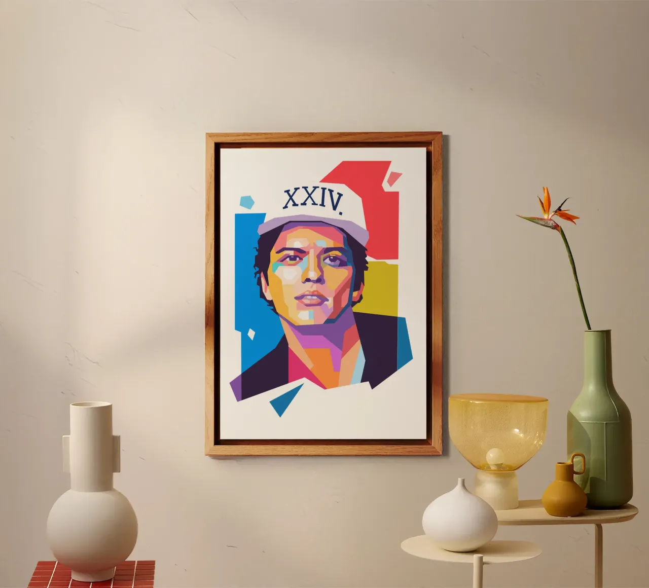 Bruno Mars pop art portrait alu-dibond by Hantamrata