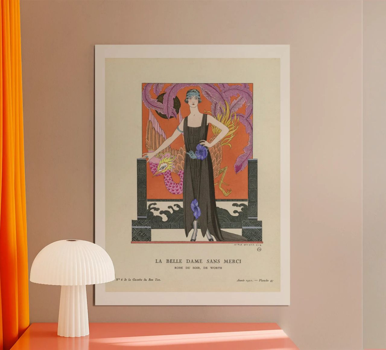 George Barbier, La belle dame sans merci Deco poster with wooden frame by Carinaprint