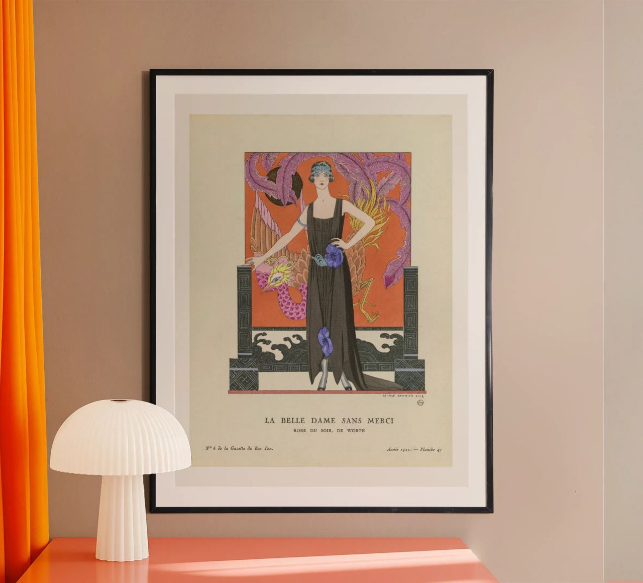 George Barbier, La belle dame sans merci Deco poster with wooden frame by Carinaprint