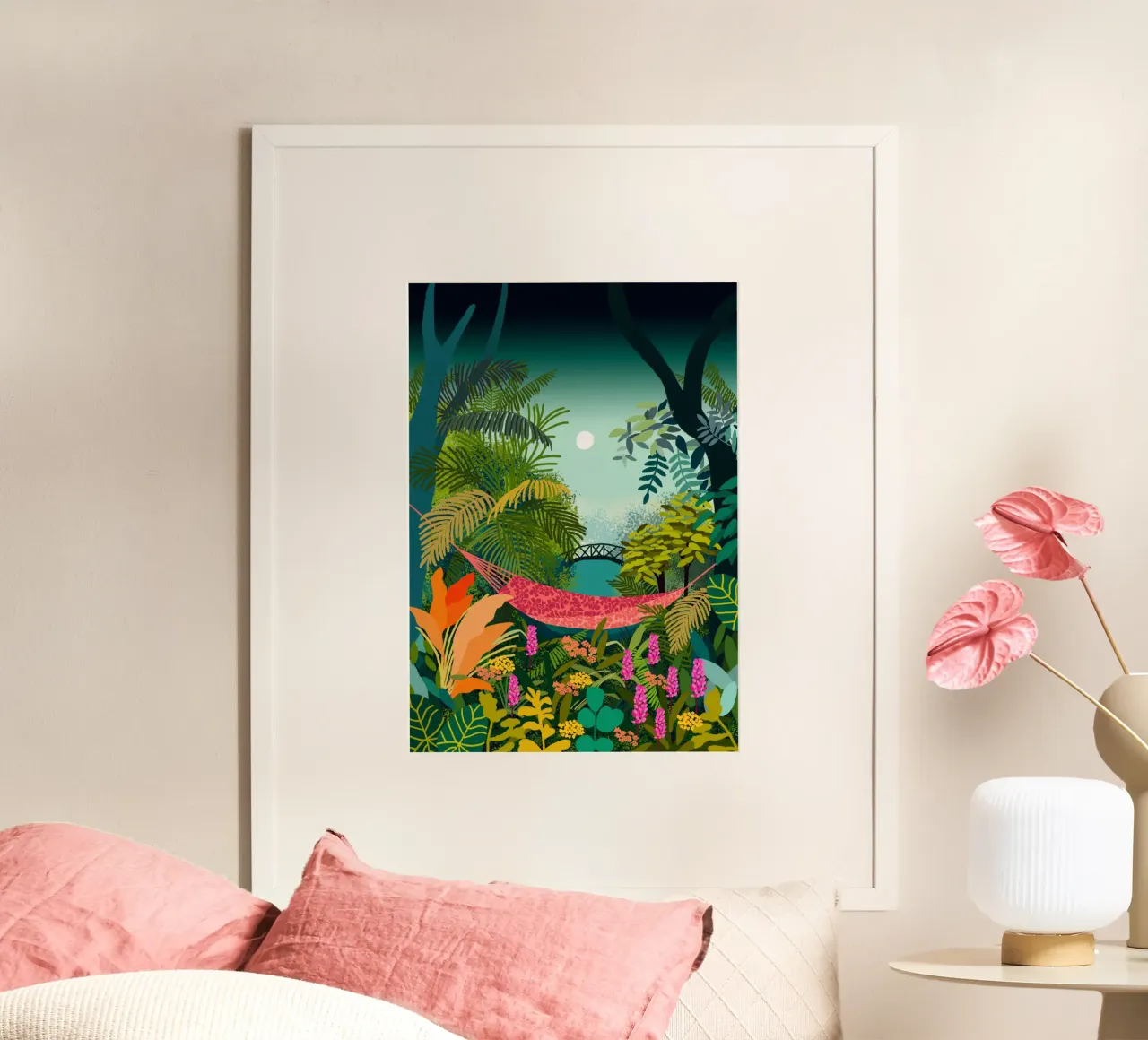 Riposare in un'amaca poster con telaio in legno da Pictufy Sun & Spirit