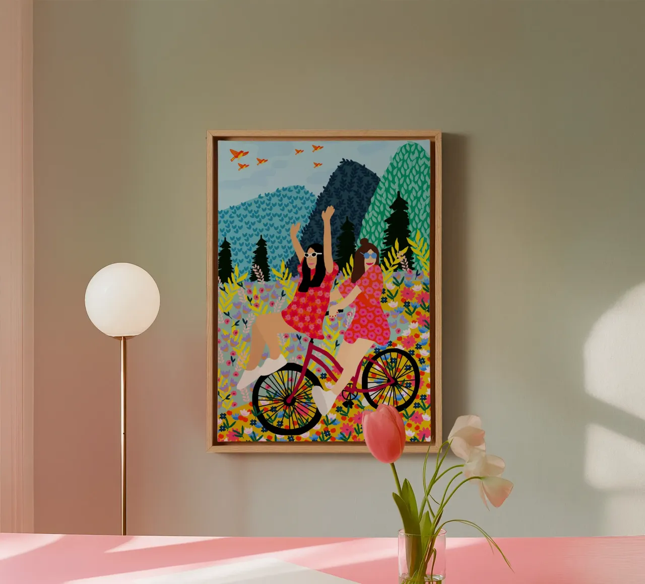 Amici in bicicletta tela con Cornice a cassetta da Pictufy Sun & Spirit