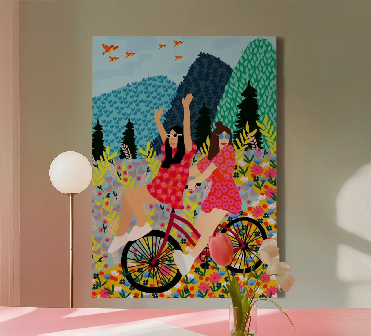 Amici in bicicletta tela con Cornice a cassetta da Pictufy Sun & Spirit