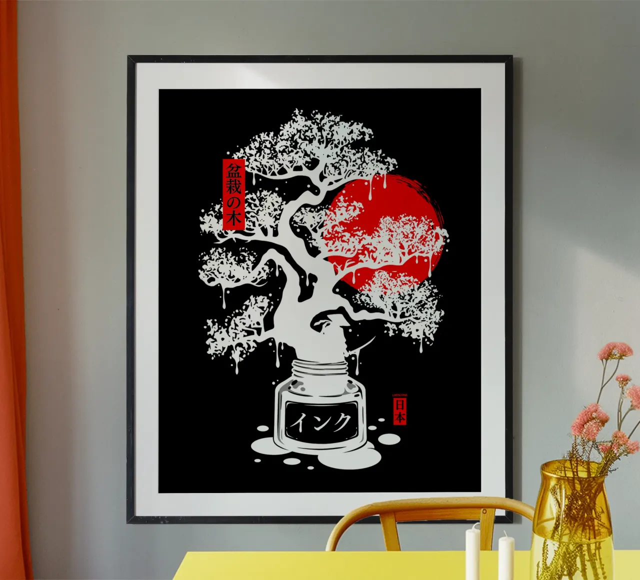 Inchiostro giapponese bonsai bianco poster da LM2KONE