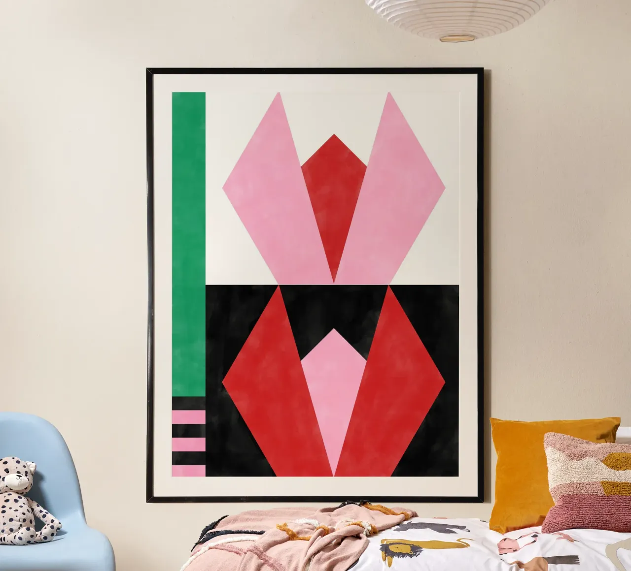 Arte geometrica con triangoli e rettangoli poster con telaio in alluminio da Pictufy Sun & Spirit