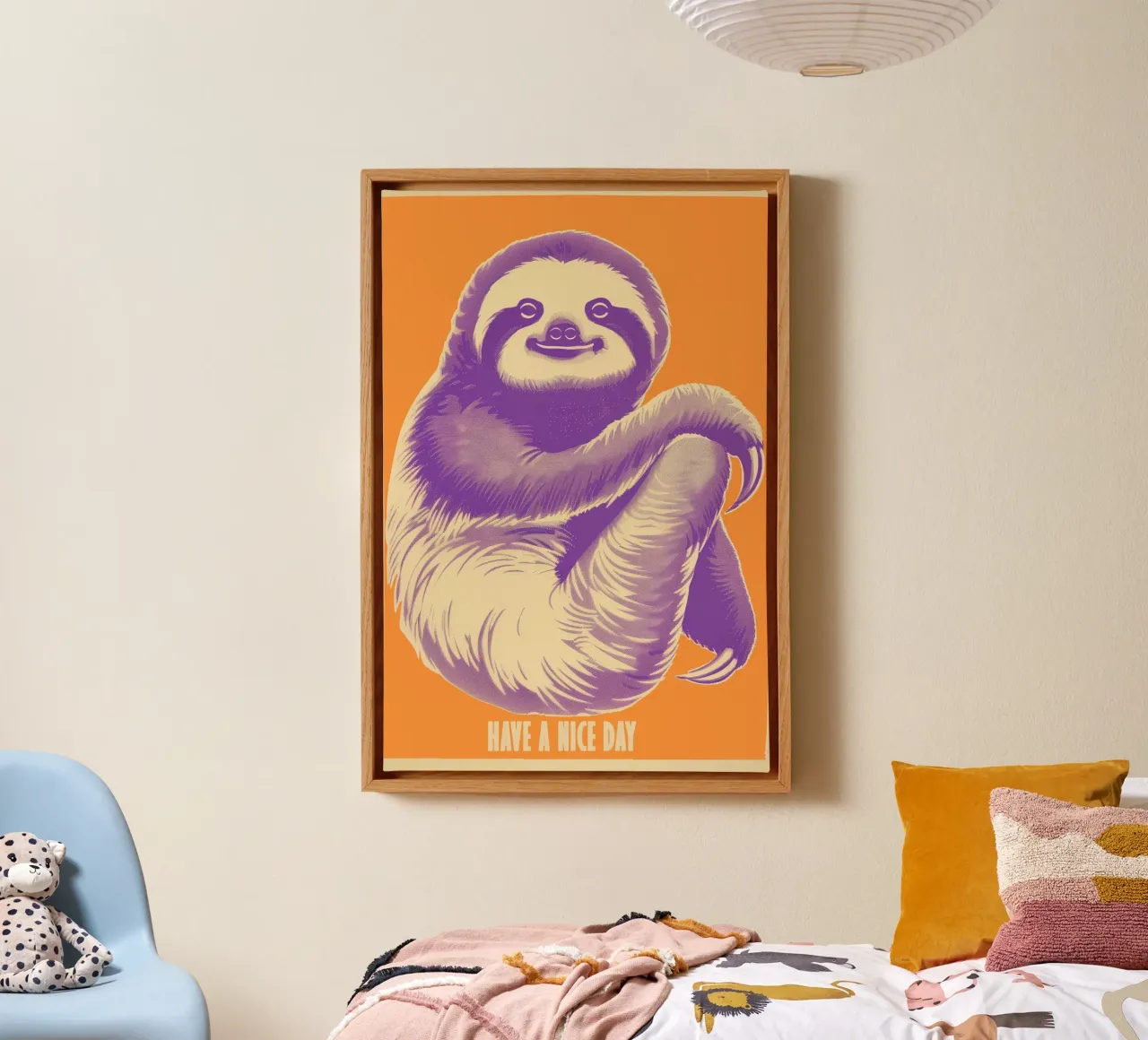 Have A Nice Day | Sloth motivational motif canvas with Floater frame by Autofocus