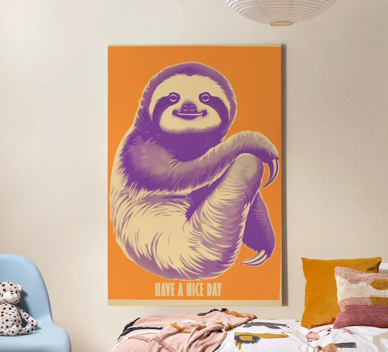Have A Nice Day | Sloth motivational motif canvas with Floater frame by Autofocus