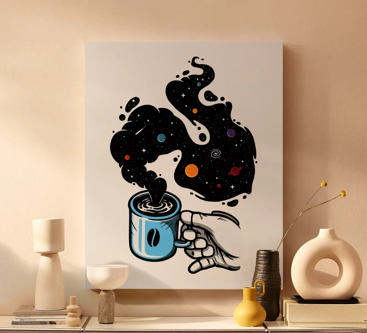 Caffè spaziale Astronauta tela con Cornice a cassetta da LM2KONE