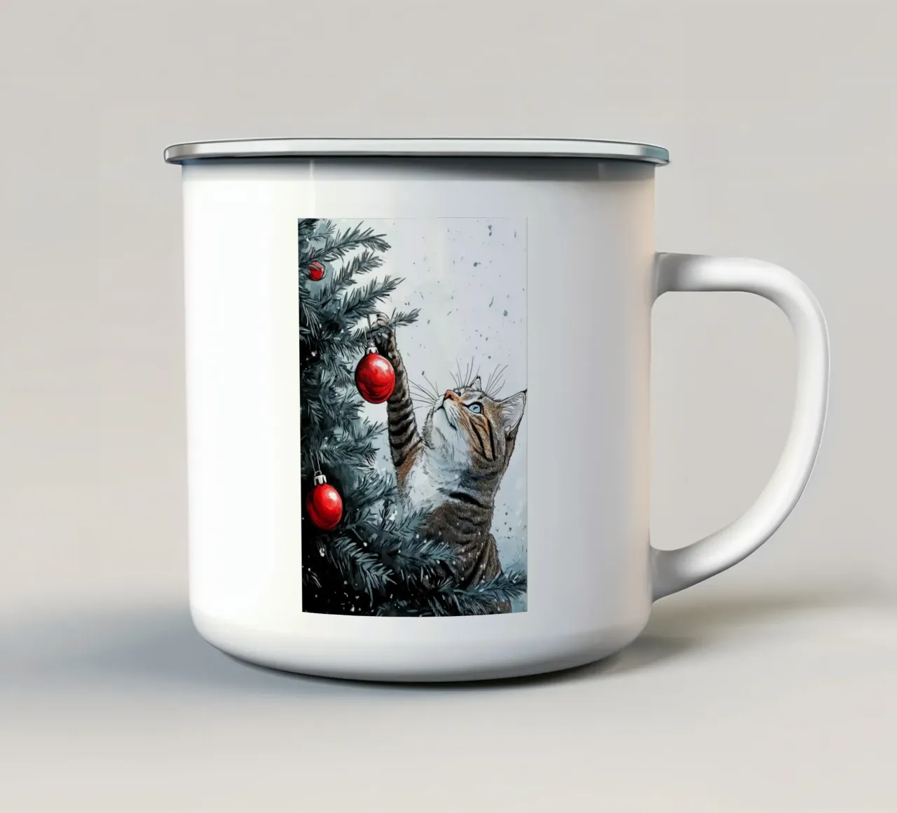 I gatti amano l'albero di Natale 1 tazza in smalto da Justyna Jaszke JBJart