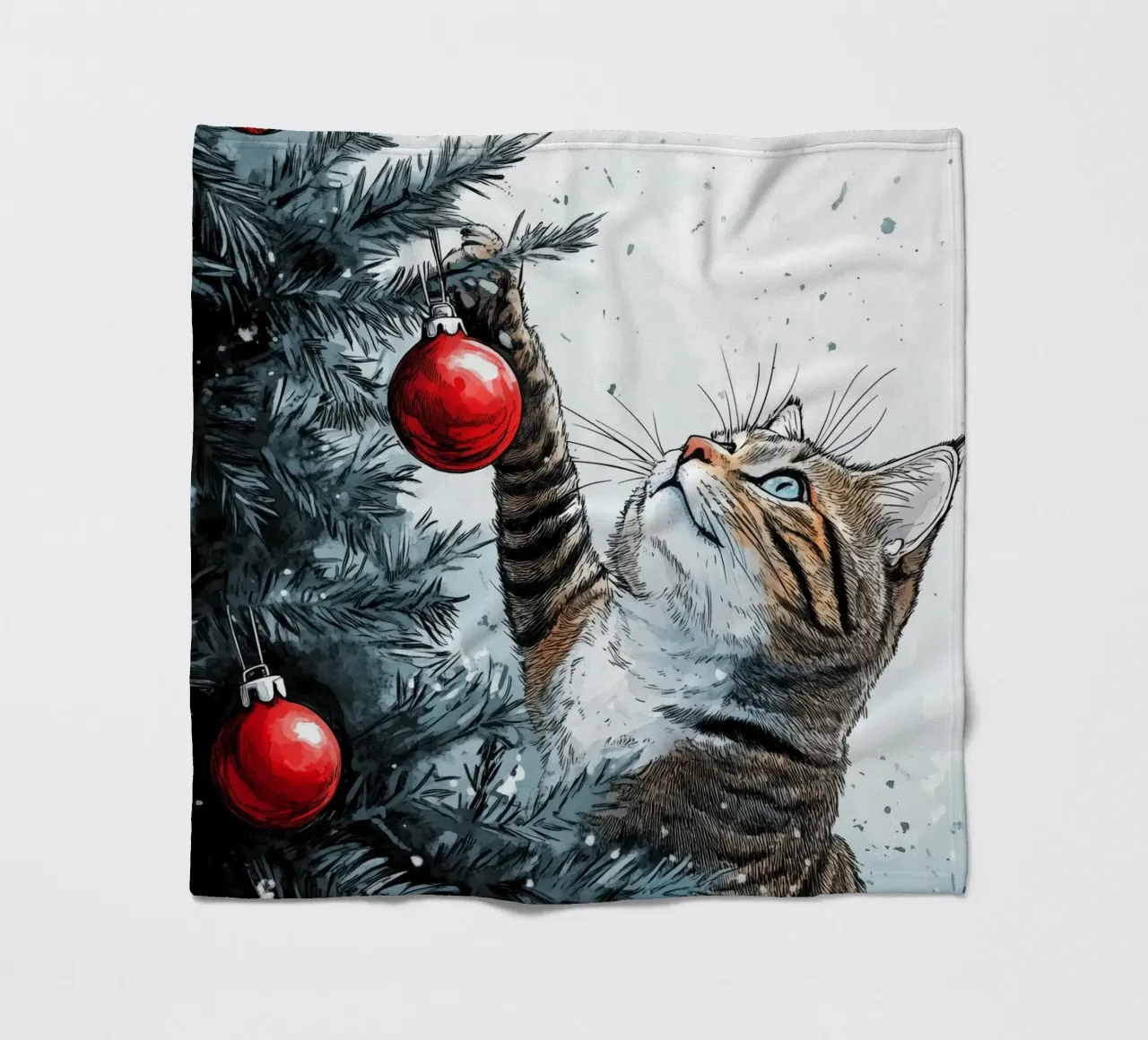I gatti amano l'albero di Natale 1 coperta in pile da Justyna Jaszke JBJart
