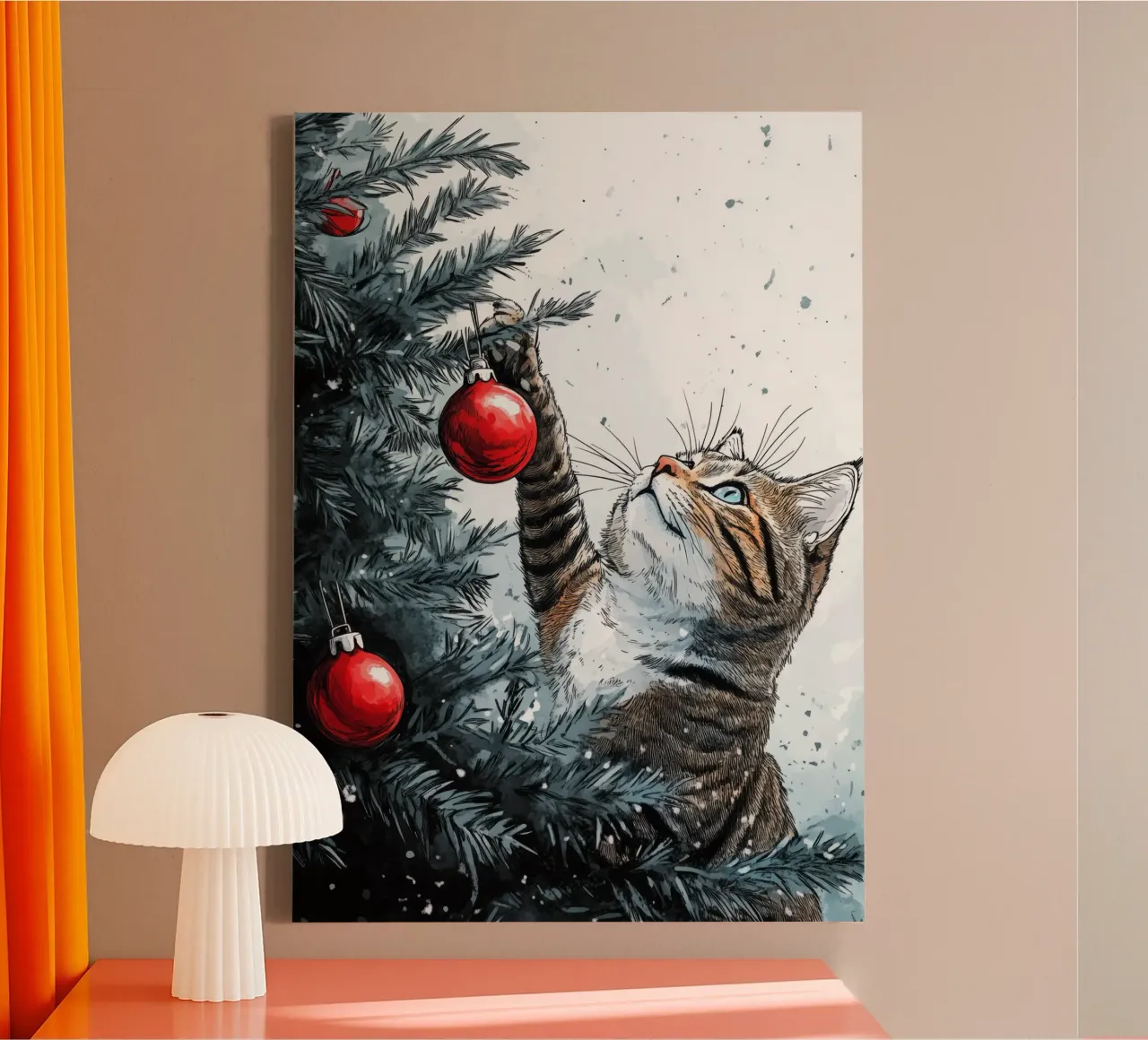 I gatti amano l'albero di Natale 1 tela con Cornice a cassetta da Justyna Jaszke JBJart
