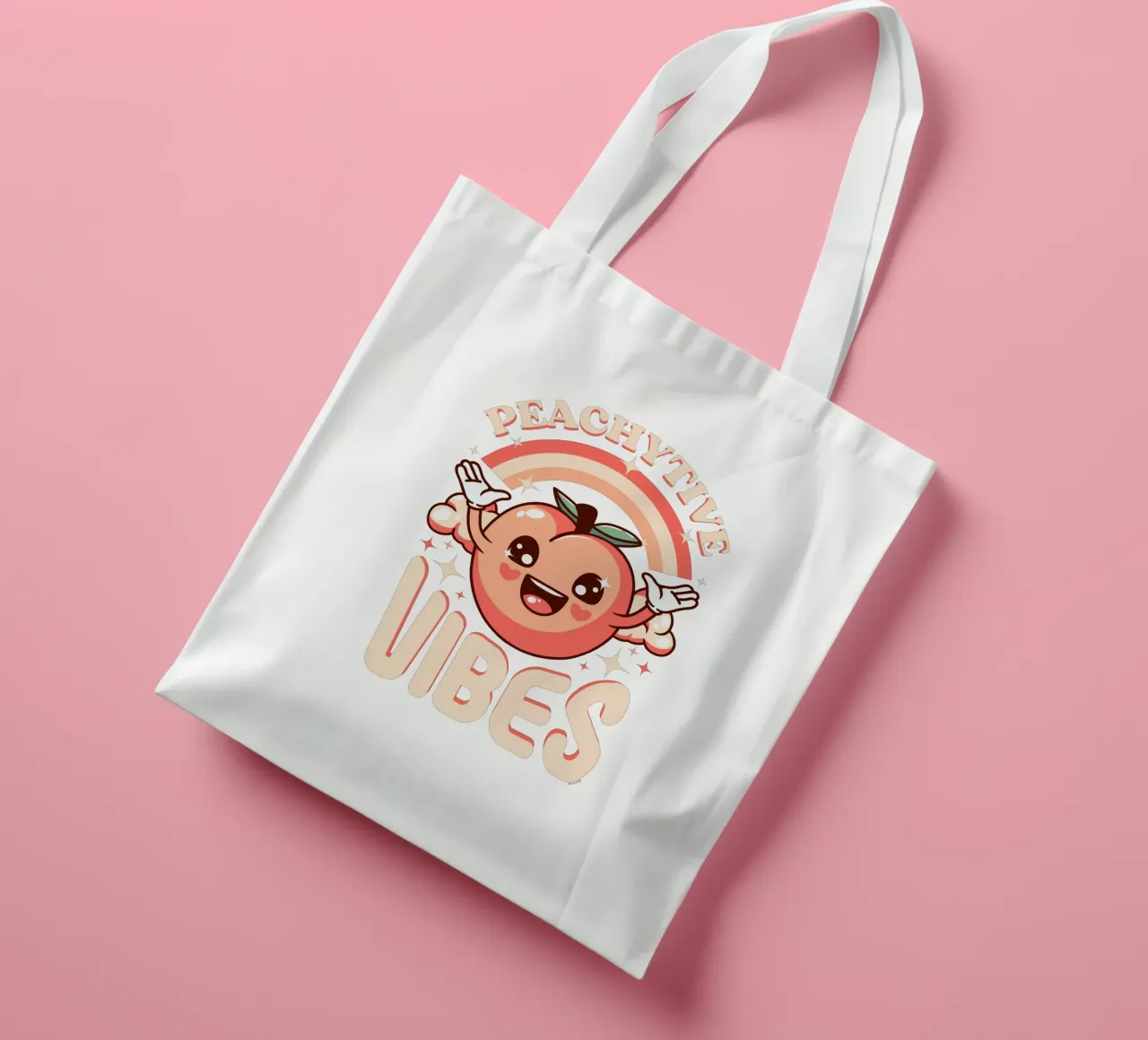 Peachytive Vibes! borsa in juta da LM2KONE