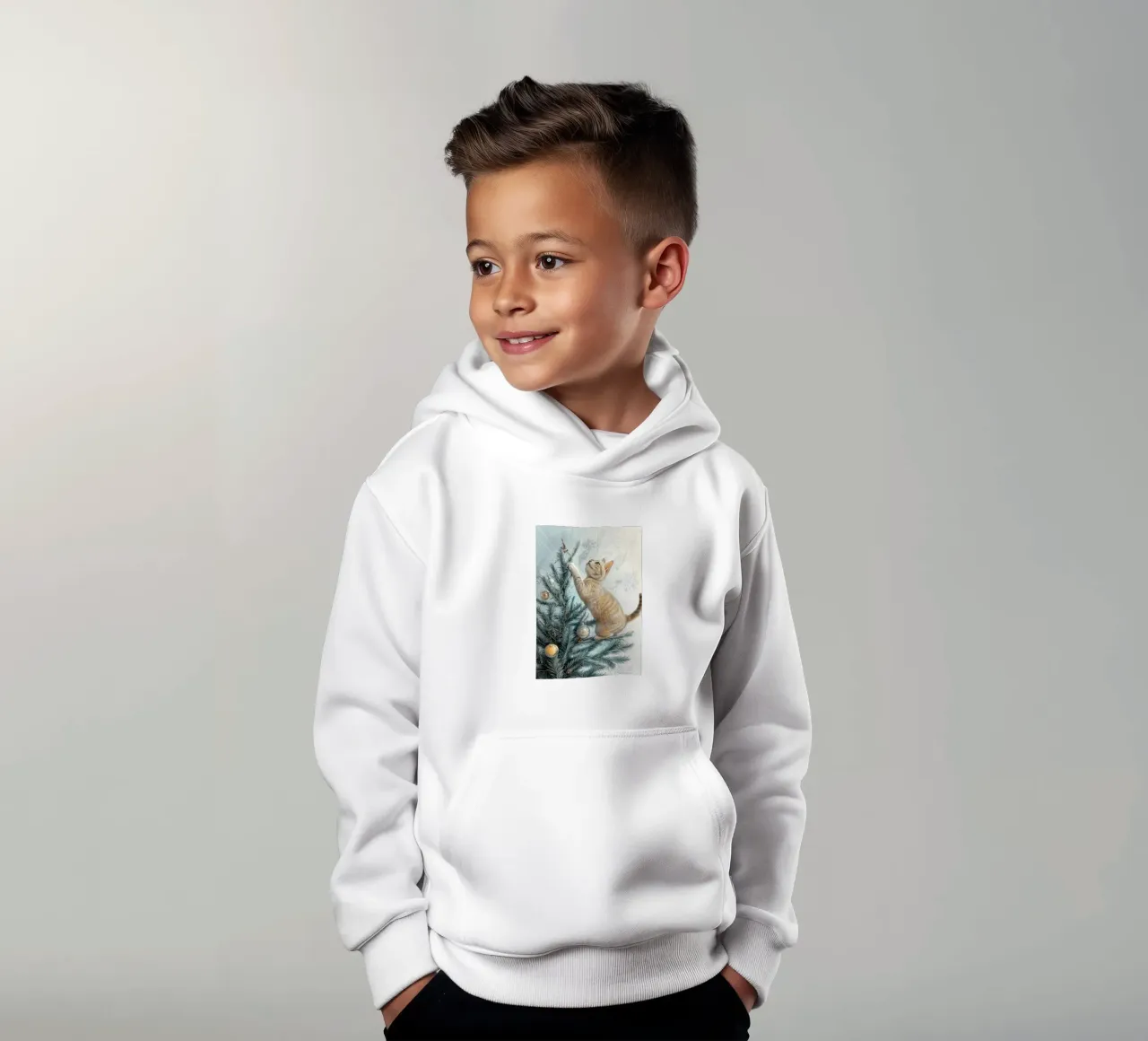 Katzen lieben den Weihnachtsbaum 2 Kinder Hoodie von Justyna Jaszke JBJart