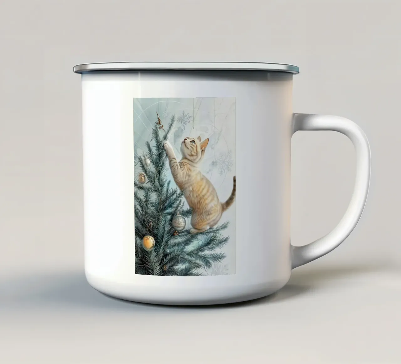 I gatti amano l'albero di Natale 2 tazza in smalto da Justyna Jaszke JBJart