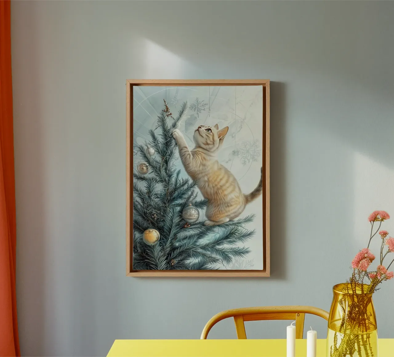 I gatti amano l'albero di Natale 2 tela con Cornice a cassetta da Justyna Jaszke JBJart