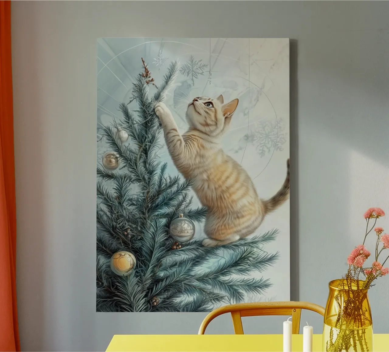 I gatti amano l'albero di Natale 2 tela con Cornice a cassetta da Justyna Jaszke JBJart
