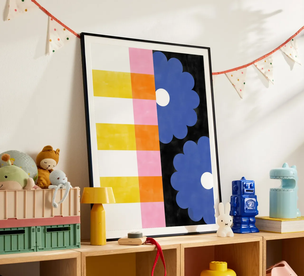 Strisce floreali poster con telaio in alluminio da Pictufy Sun & Spirit