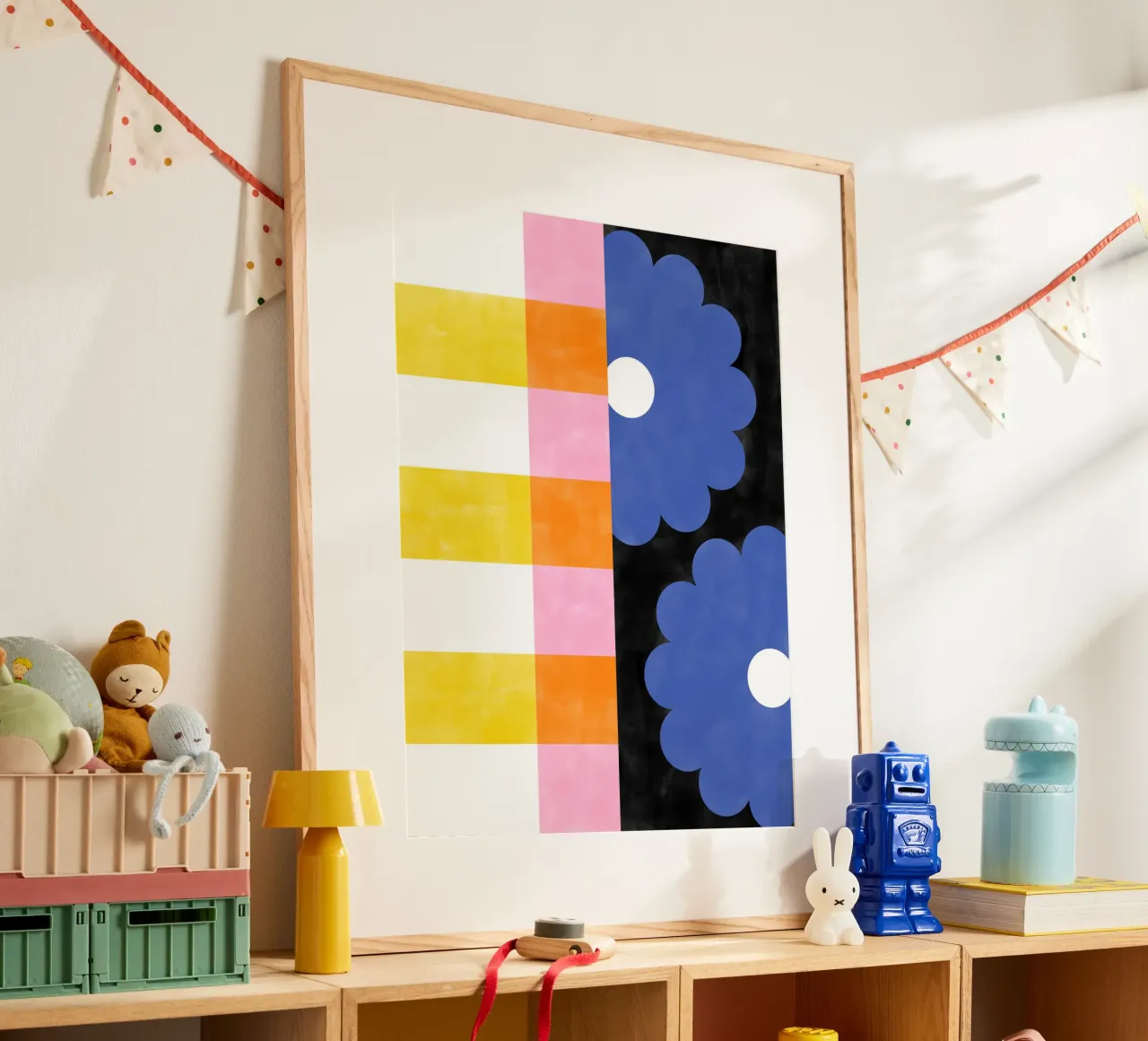 Strisce floreali poster con telaio in alluminio da Pictufy Sun & Spirit