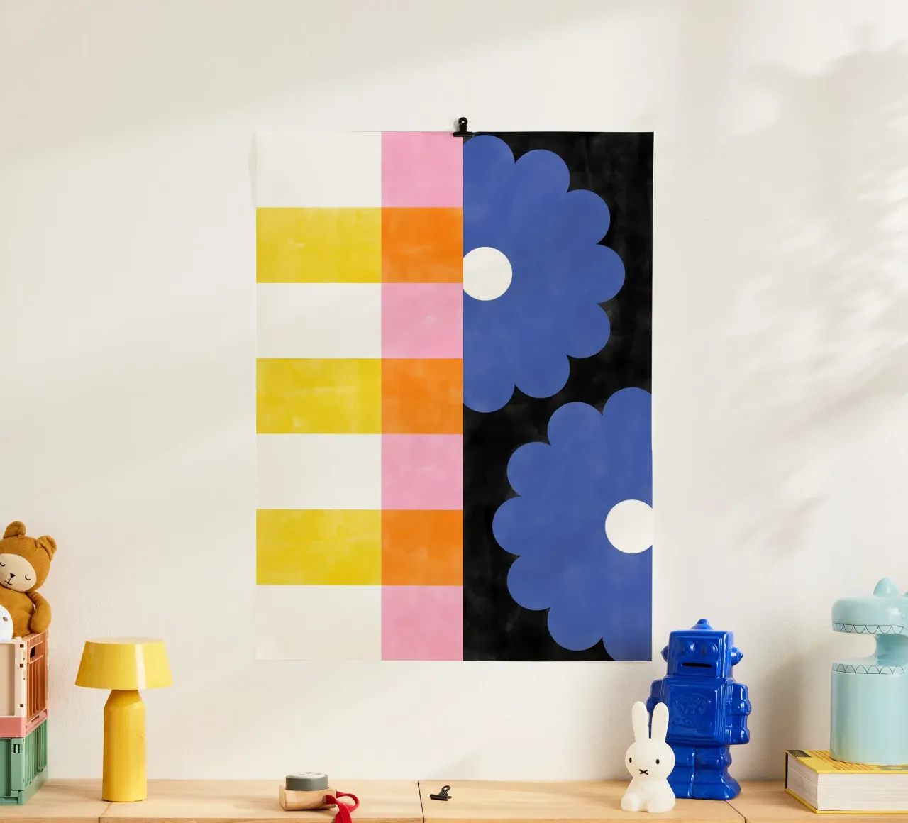 Strisce floreali poster con telaio in alluminio da Pictufy Sun & Spirit
