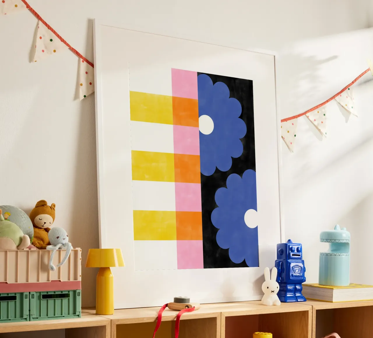 Strisce floreali poster con telaio in alluminio da Pictufy Sun & Spirit