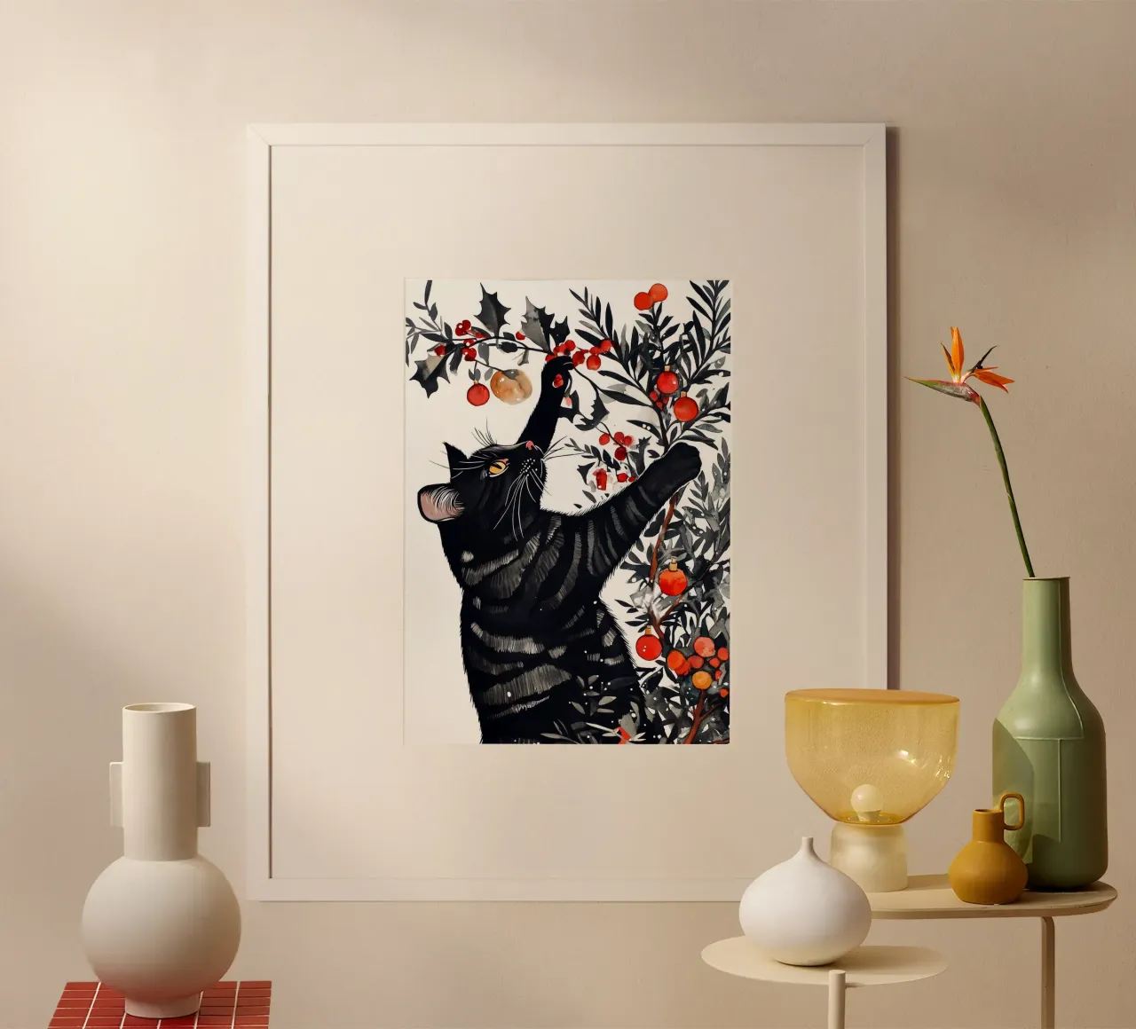 I gatti amano l'albero di Natale 3 carta hahnemühle da Justyna Jaszke JBJart