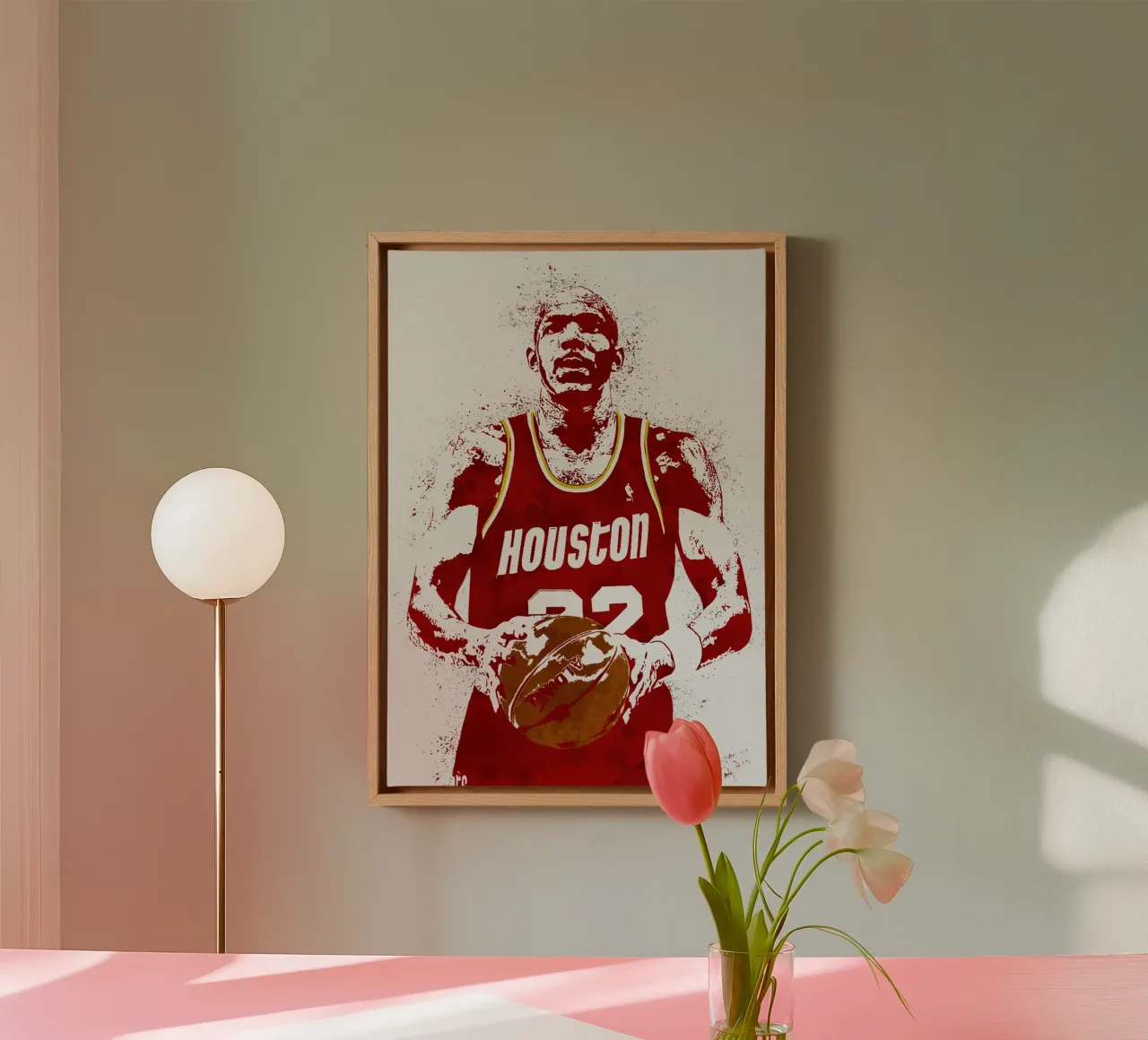 Clyde Drexler  Houston Rockets tela con Cornice a cassetta da tenten