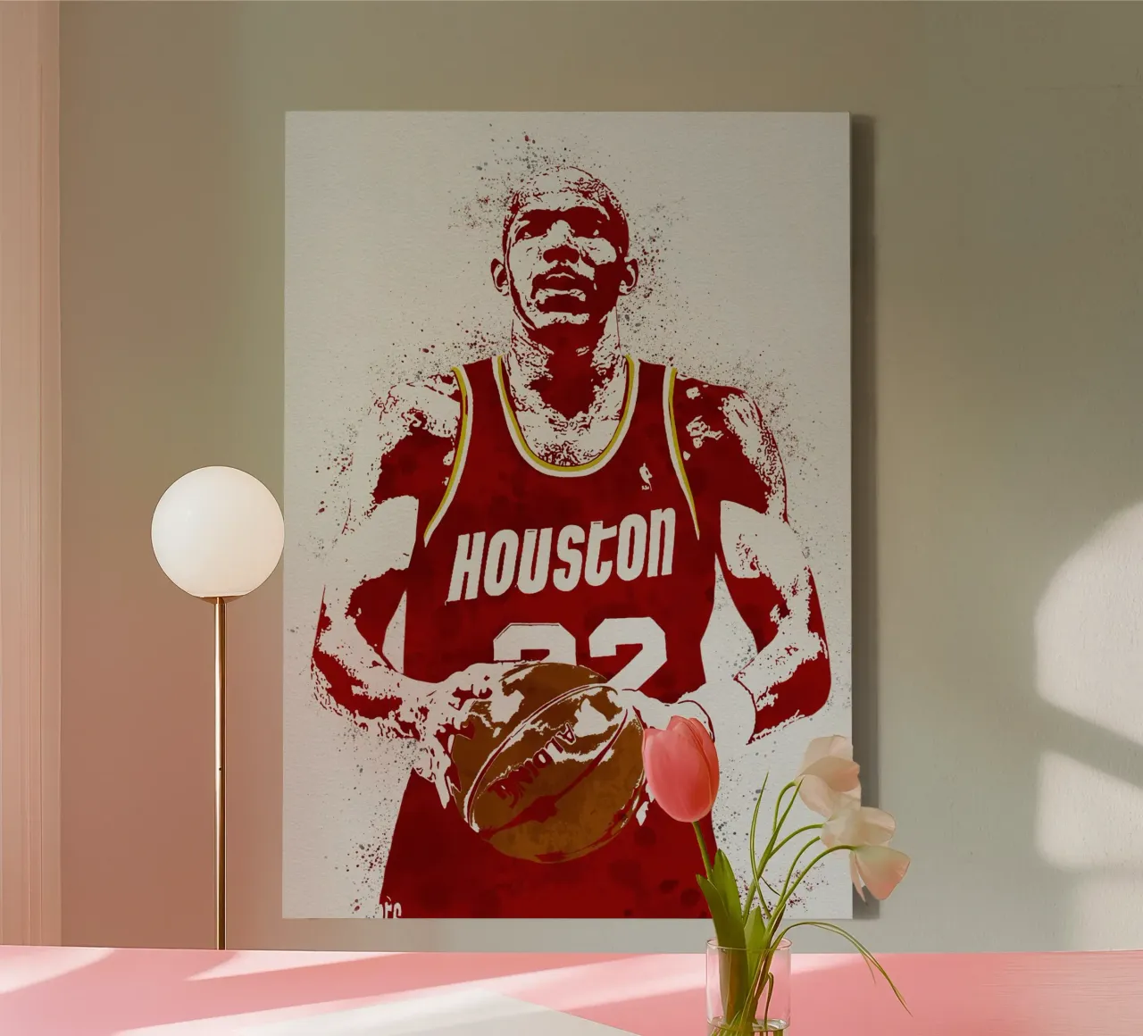 Clyde Drexler  Houston Rockets tela con Cornice a cassetta da tenten