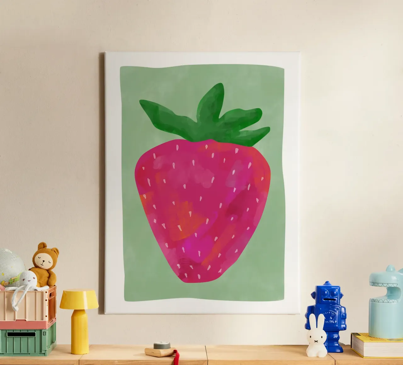 Fragola vibrante tela con Cornice a cassetta da Pictufy Sun & Spirit