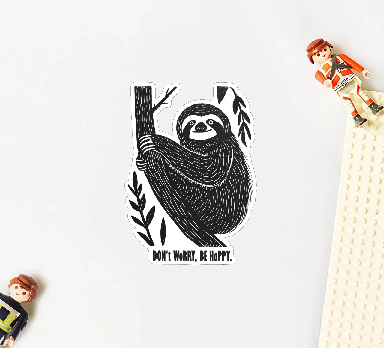 Don't Worry Be Happy | Sloth Motivation Motiv adesivo da Autofocus