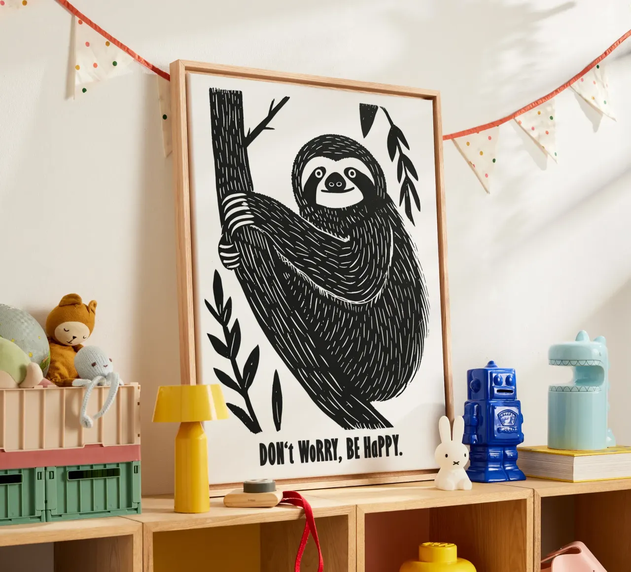 Don't Worry Be Happy | Sloth Motivation Motiv tela da Autofocus