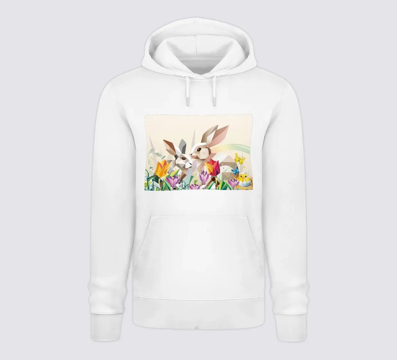 Due coniglietti di Pasqua in un mare di fiori felpa con cappuccio da namosh