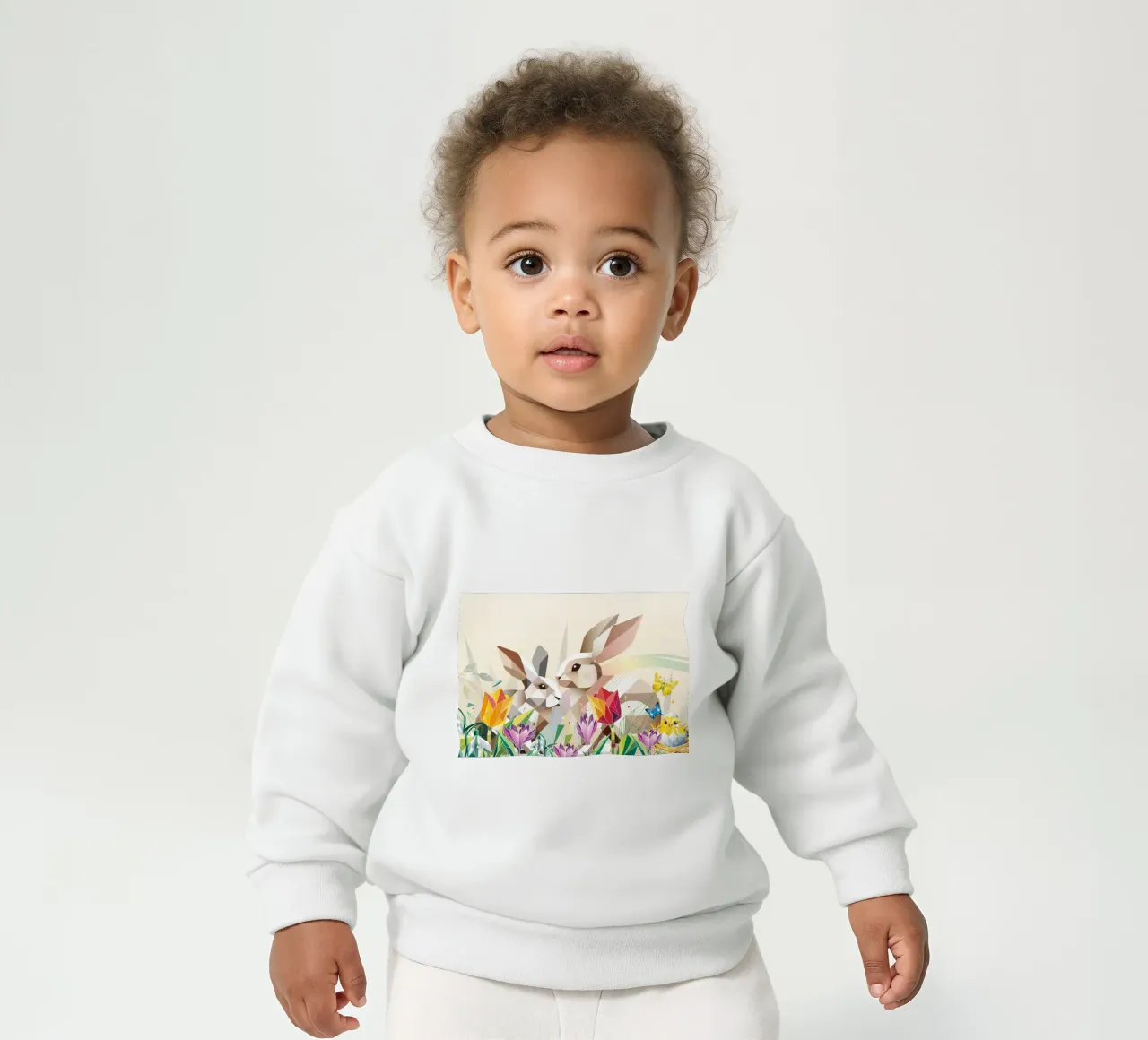 Due coniglietti di Pasqua in un mare di fiori felpa neonato da namosh