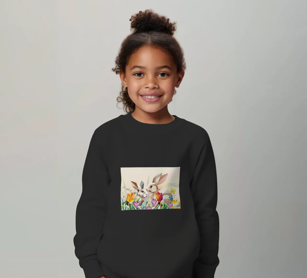 Due coniglietti di Pasqua in un mare di fiori felpa bambino da namosh