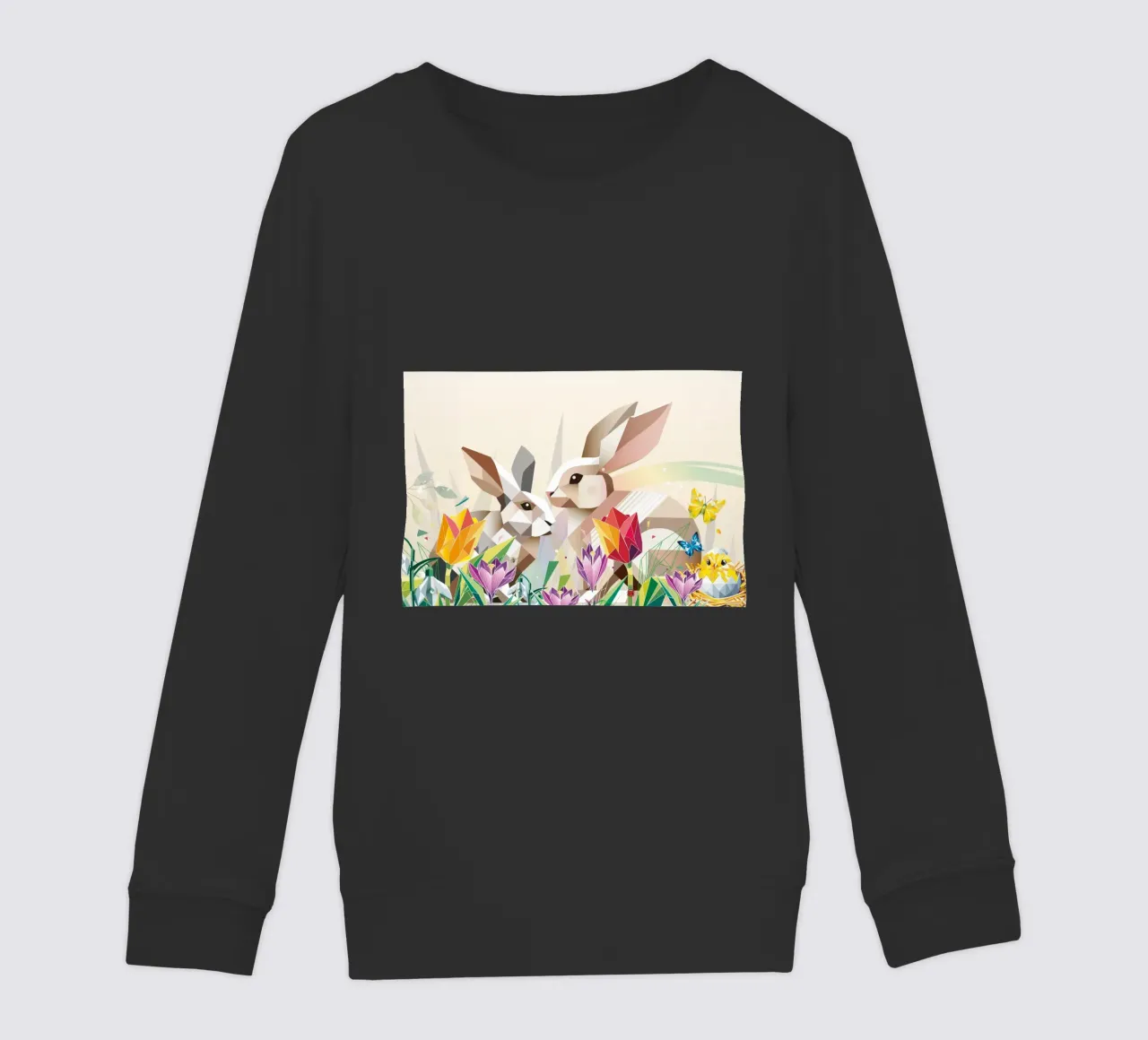 Due coniglietti di Pasqua in un mare di fiori felpa bambino da namosh