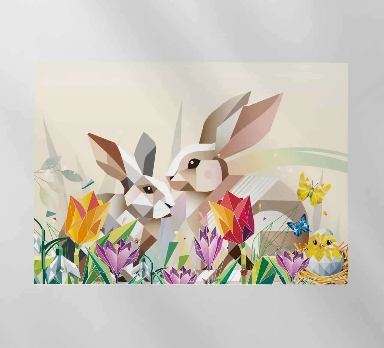 Due coniglietti di Pasqua in un mare di fiori pellicola backlit da namosh