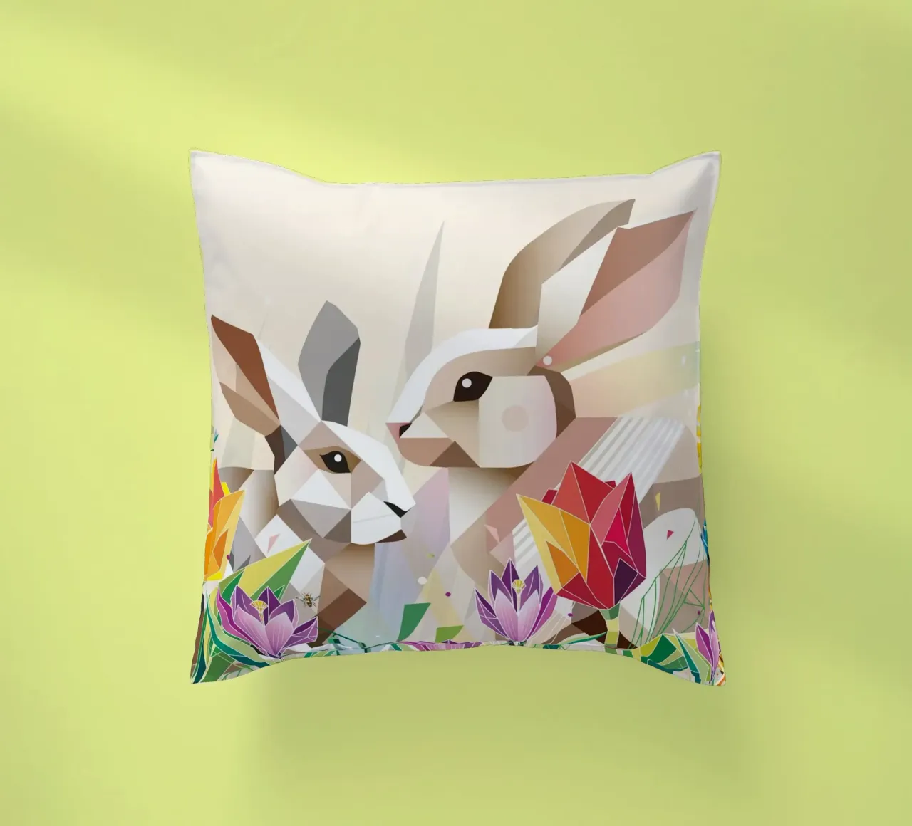 Due coniglietti di Pasqua in un mare di fiori cuscino da namosh