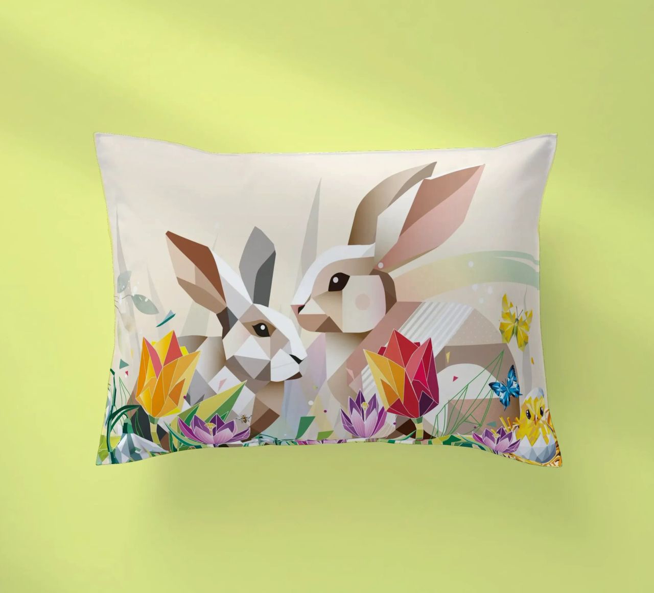 Due coniglietti di Pasqua in un mare di fiori cuscino da namosh