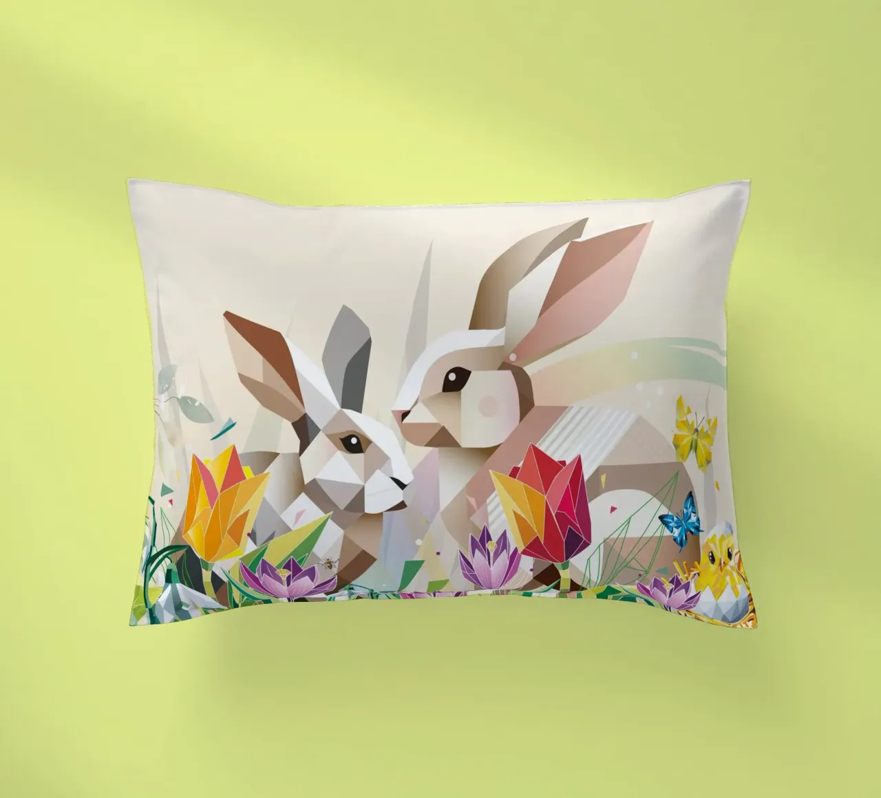 Due coniglietti di Pasqua in un mare di fiori cuscino da namosh